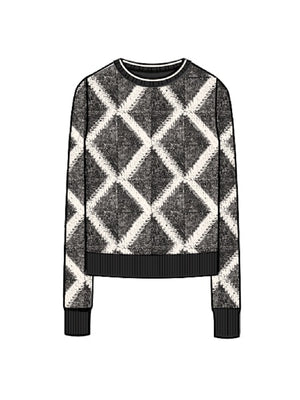 Minnie Rose Cotton Cashmere Novelty Basketweave Crew