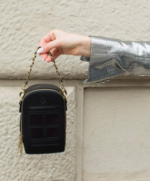 My Name is TED Mini Door Bag, Black with Gold Tone Hardware