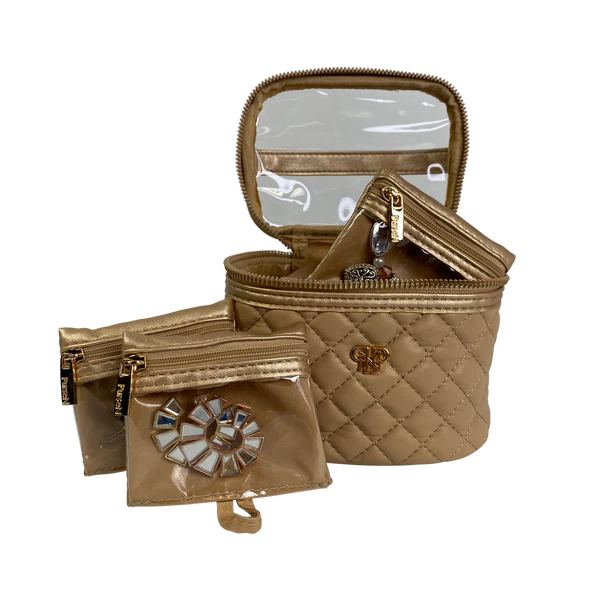 PurseN Getaway Jewelry Case, Nude & Gold