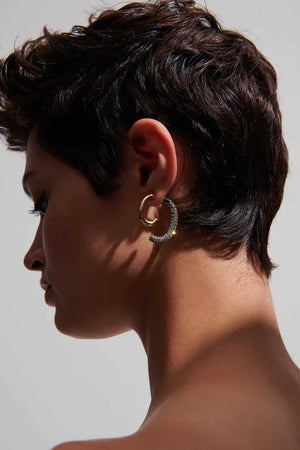 Demarson Pave Luna Earrings, Available in 2 Sizes