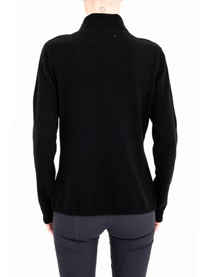 Elaine Kim Cameron Cashmere Blend Funnel Neck Top with Vegan Leather Trim