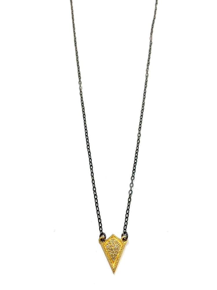 
            
                Load image into Gallery viewer, Erin Steele Jewelry Diamond Kite Pendant Two Tone Necklace
            
        