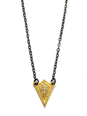 
            
                Load image into Gallery viewer, Erin Steele Jewelry Diamond Kite Pendant Two Tone Necklace
            
        