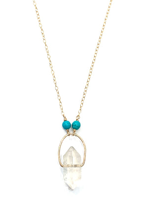 
            
                Load image into Gallery viewer, Sconset Flair Studio Harmony Quartz Crystal Necklace w/ Turquoise
            
        
