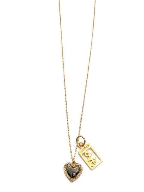 
            
                Load image into Gallery viewer, Erin Steele Two Tone Diamond Heart &amp;amp; Love Charm Necklace
            
        