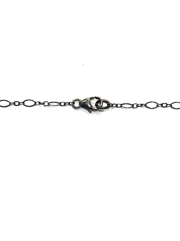 Erin Steele Jewelry Rhodium Silver Chain Necklace w/ Diamond and Emerald  Pendant