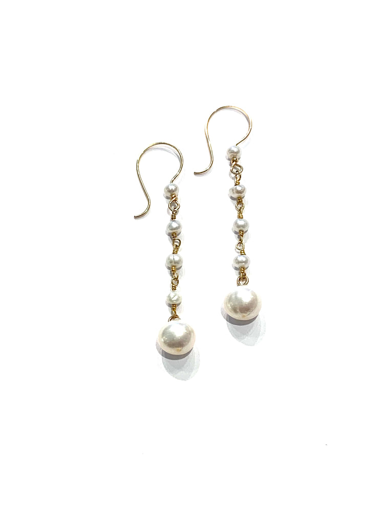 
            
                Load image into Gallery viewer, Sconset Flair Studio Pearl Drop Earrings in 10k Gold
            
        