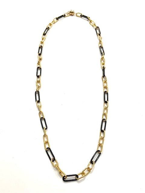 
            
                Load image into Gallery viewer, Erin Steele Gold &amp;amp; Titanium Link Chain Necklace
            
        