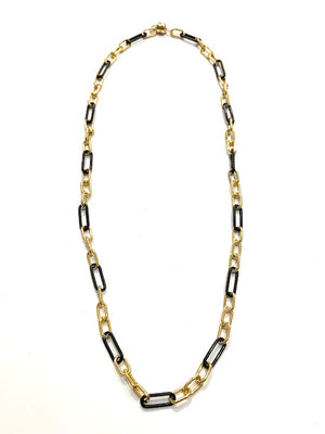 
            
                Load image into Gallery viewer, Erin Steele Gold &amp;amp; Titanium Link Chain Necklace
            
        