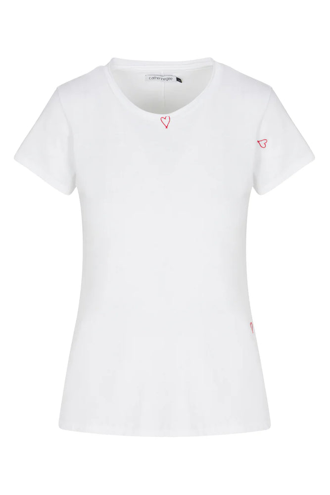 Catherine Gee Short Sleeve Tee, Red Hearts