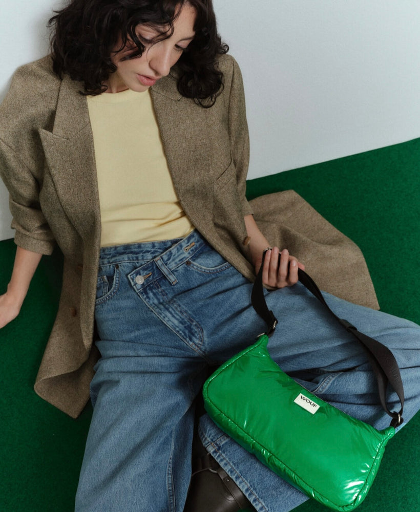 WOUF Glossy Shoulder Bag, Basil