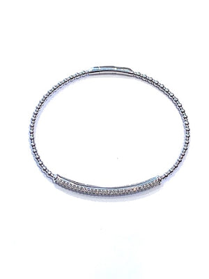 Intrigue Archive Diamond White Gold Bar Beaded Flexible Bangle