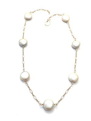 Sconset Flair Studio Coin Pearl "Tin Cup" Style Necklace