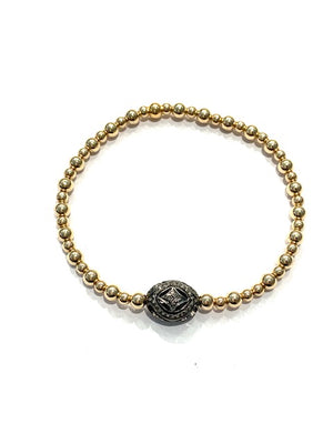 Erin Steele Jewelry Gold Filled Stretch Bead Bracelet w/ Oxidized Pave Diamond Bead