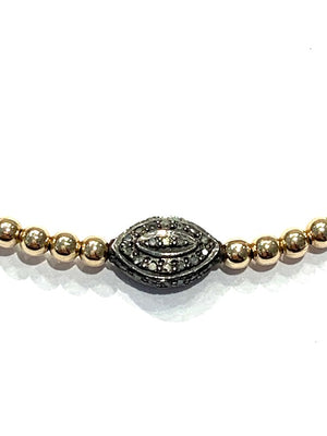 Erin Steele Jewelry Gold Filled Stretch Bead Bracelet w/ Marquise Oxidized Silver Pave Diamond Bead