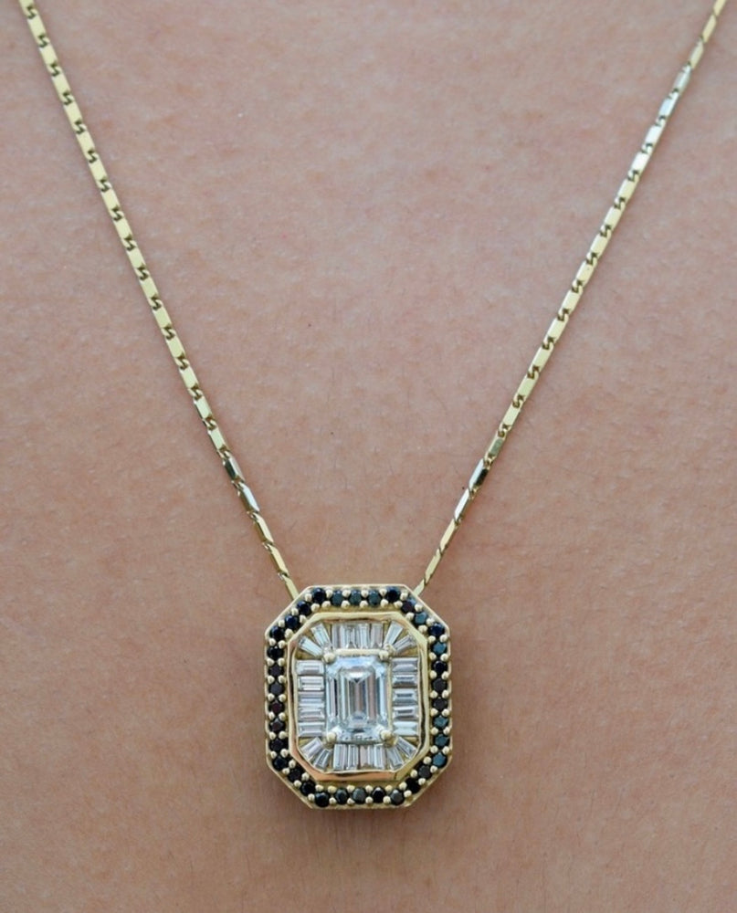 Corielle Lauren Diamond Pendant Necklace with Black Diamond Detail