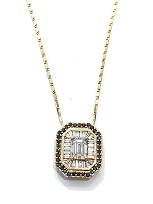 Corielle Lauren Diamond Pendant Necklace with Black Diamond Detail