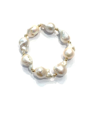 Erin Gray Big Baroque Pearl and Gold Filled Beaded Bracelet