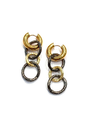 Paula Rosen Jewelry Long Koi Two Tone Earrings