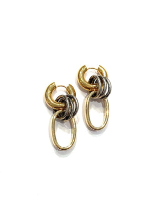 Paula Rosen Jewelry Nu Cage Two Tone Earrings