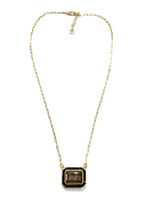 Erin Steele Jewelry Smokey Topaz Enamel Necklace