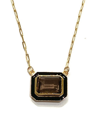 Erin Steele Jewelry Smokey Topaz Enamel Necklace