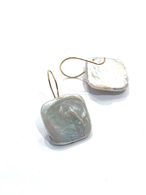 Sconset Flair Studio Large Tile Pearl Earrings