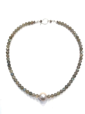 Sconset Flair Studio Labradorite & Dove Grey Pearl Necklace