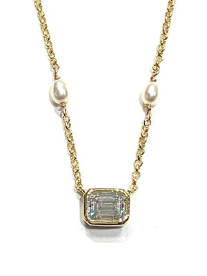 Sconset Flair Studio Moissanite & Pearl Necklace