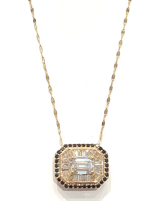 Corielle Lauren Diamond Pendant Necklace with Black Diamond Detail