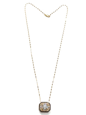 Corielle Lauren Diamond Pendant Necklace with Black Diamond Detail