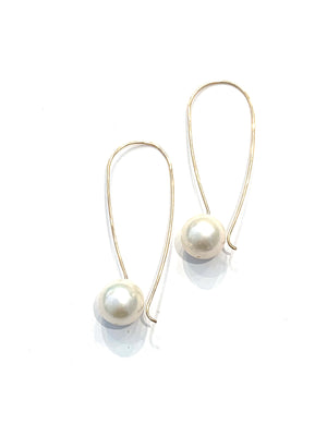 Sconset Flair Studio Gold Pearl Drop Hoop Earrings