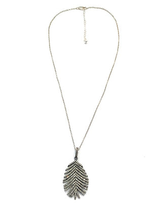 Erin Steele Jewelry Large Feather Diamond Pendant Necklace