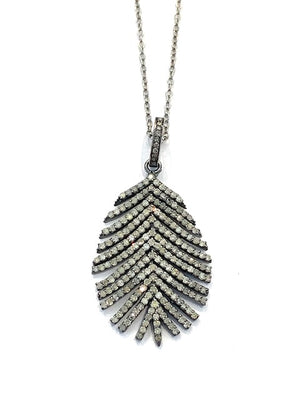 Erin Steele Jewelry Large Feather Diamond Pendant Necklace