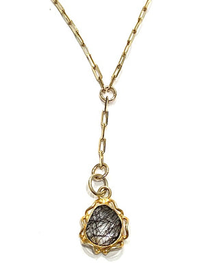 Erin Steele Jewelry Y drop Necklace w/ Rutilated Quartz