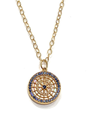 Erin Steele Jewelry Sapphire, Diamond,  Mother of Pearl Pendant Necklace