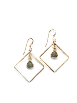 Erin Steele Diamond Shaped Earrings w/ Labradorite Drops