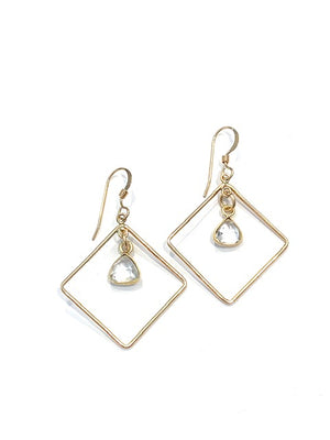 Erin Steele Jewelry Diamond Shaped Earrings w/ Quartz Drops