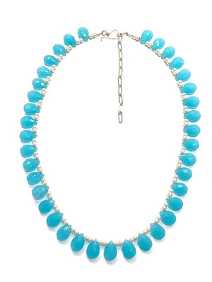 Sconset Flair Studio Chalcedony & Seed Pearl Necklace