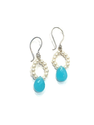 Sconset Flair Studio Chalcedony & Seed Pearl Earrings