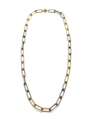 Erin Steele Jewelry Two Tone Rhodium & Gold Filled Link Necklace