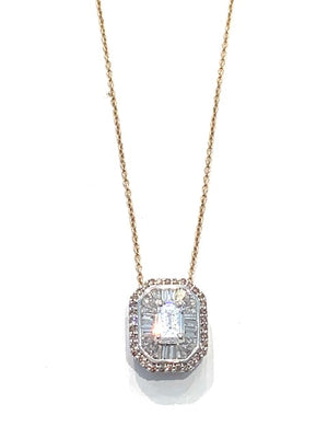 Corielle Blake Diamond Pendant Necklace In 14k White Gold w/ Champagne Diamond Detail