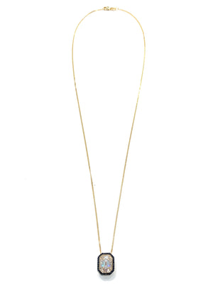 Corielle Blake Diamond Pendant Necklace w/ Black Diamond Detail In 14k Gold