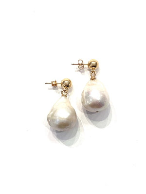 Sconset Flair Studio Large Baroque Tear Drop Pearl Earrings