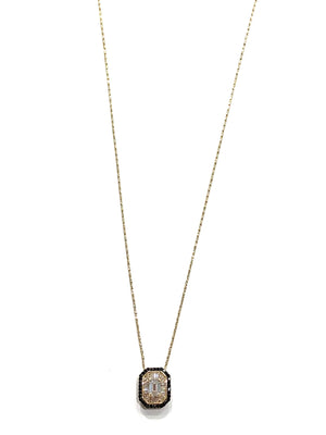 Corielle Blake Diamond Pendant Necklace w/ Black Diamond Detail In 14k Gold