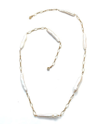 Sconset Flair Studio Biwa Pearl Tin Cup Style Necklace