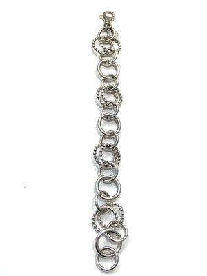 County Metalsmiths Sterling Silver Beaded & High Polished Round Link Bracelet
