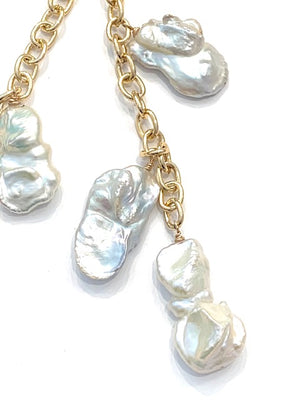 Sconset Flair Studio Lariat Large Freeform Long Pearl Necklace