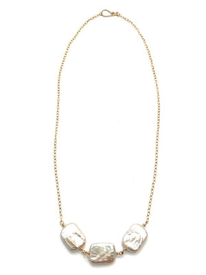 Sconset Flair Studio Organic Tile Pearl Necklace