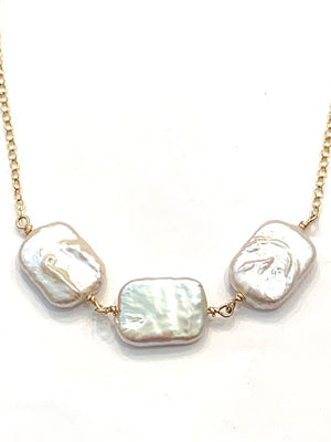 Sconset Flair Studio Organic Tile Pearl Necklace